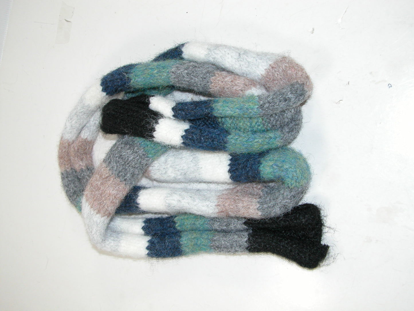 Hand Knit Plaid Multi Color GF5091 Long Thin Scarf