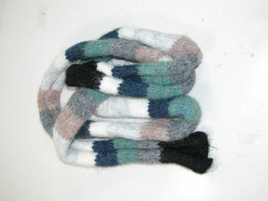 Hand Knit Plaid Multi Color GF5091 Long Thin Scarf