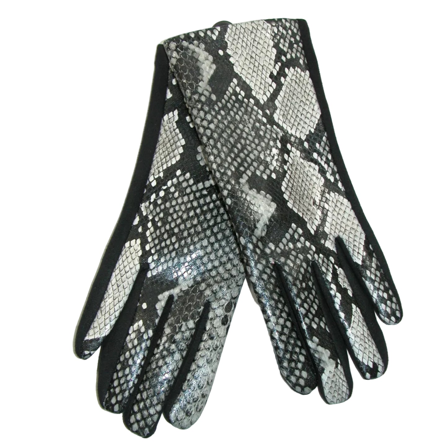 Animal Print Gloves Snakeskin Grey and Black GF5117