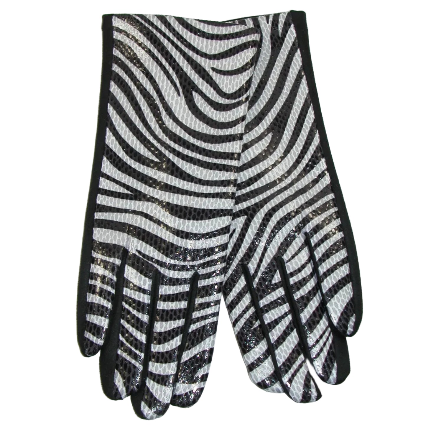 Animal Print Gloves Black and White Stripe GF5115