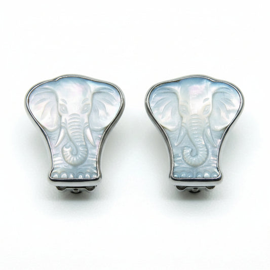 40129 Mother of Pearl Sterling Silver Elephant Earrings