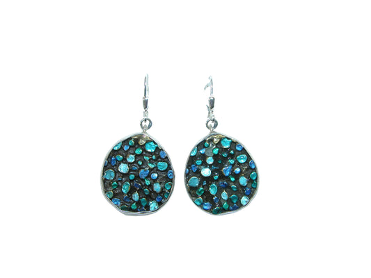 33141L Hand Enamel Sterling Silver Earrings