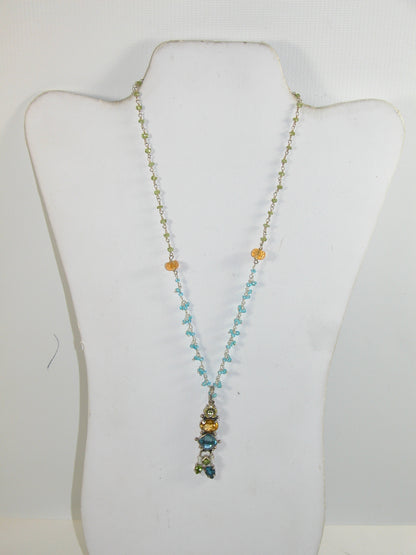 20250 Citrine, Peridot, Blue Topaz Calcite Sterling Silver
