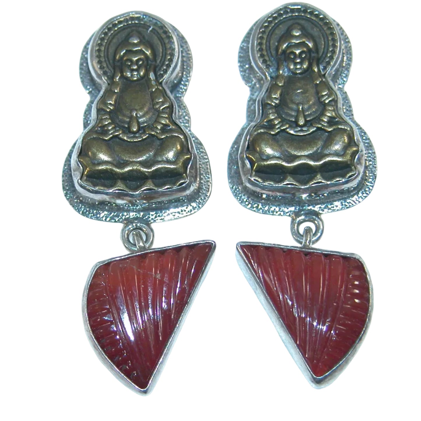 30408A Buddha Carnelian Sterling Silver Earrings