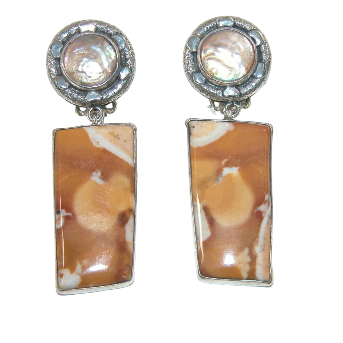 33389B Freshwater Pearl Jasper Sterling Silver Earring