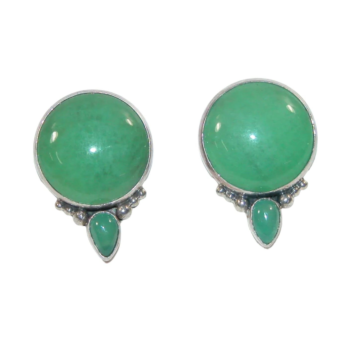 34258 Green Aventurine, Chrysoprase, Sterling Silver Earrings