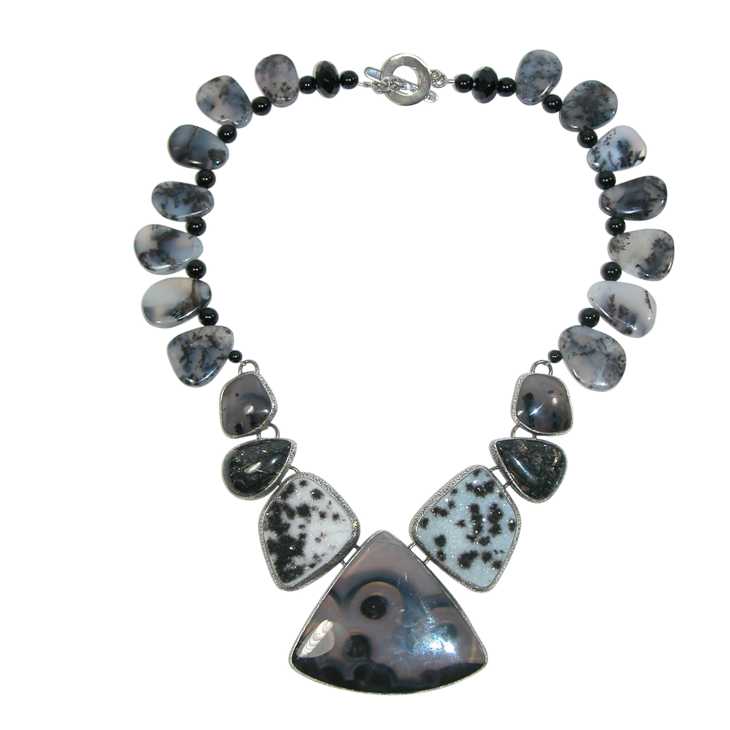 40178 Montanna agate Drusy Collar Sterling Silver Necklace