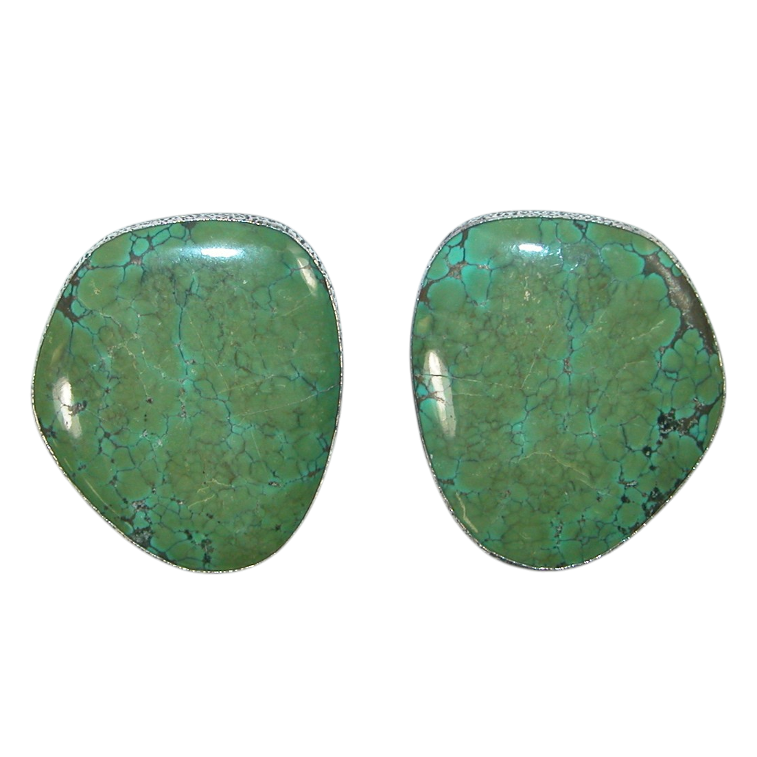 40166 Large Natural Turquoise Sterling Silver Earring