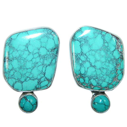 40173A Natural Turquoise Sterling Silver Earring