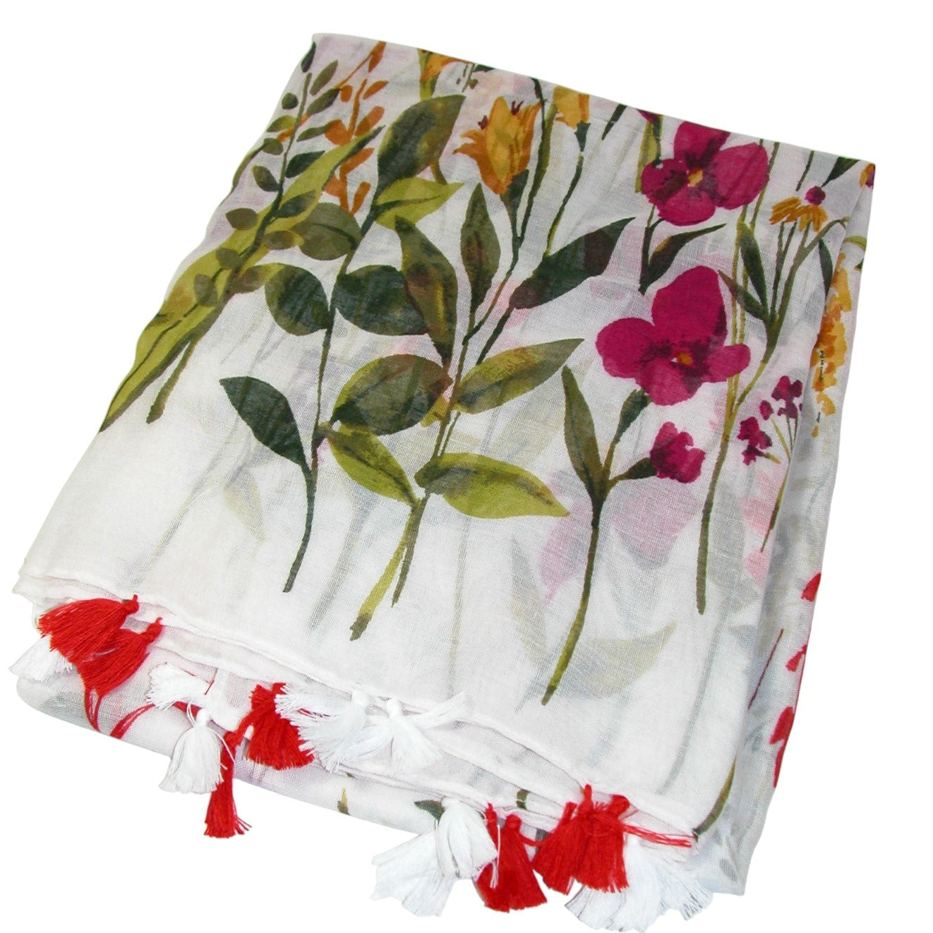 White Floral Scarf Shawl GF4127