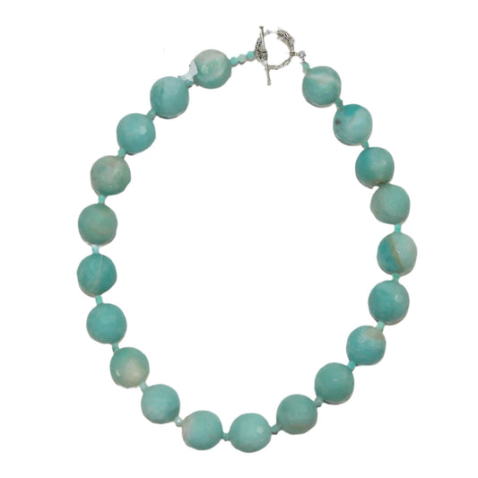 Amazonite Beaded Sterling Silver Necklace