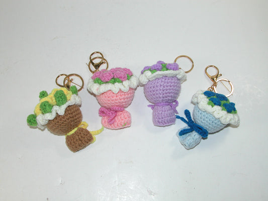 Purse charm Keyring GF2054 Bouquet Crochet