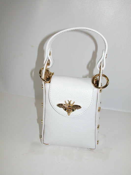 White Bee Purse Bamboo Handle GF2085