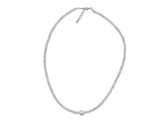 Beaded Pearl Sterling Silver Necklace