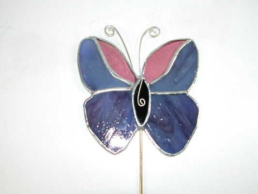 Stained Glass Butterfly Flower Pot GF2119 by LORI