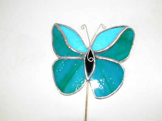 Stained Glass Butterfly Flower Pot GF2118 by LORI