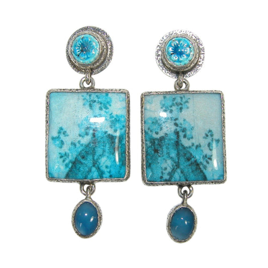 31956A Hand Made Tile Sterling Silver Earrings