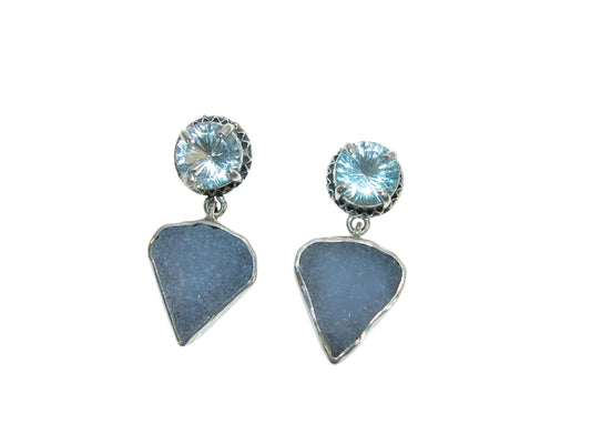 34153 Blue Topaz, Chalcedony Sterling Silver Earrings