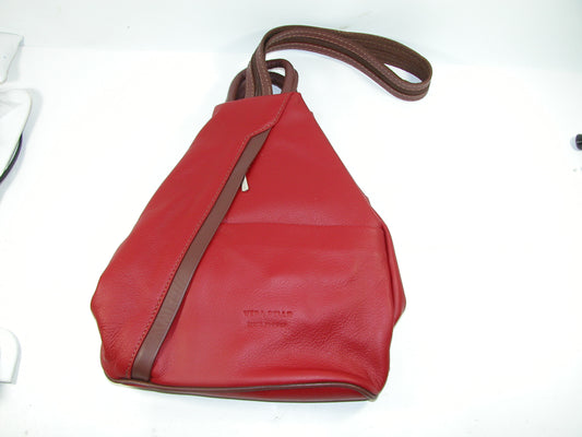 Red with Brown Lining Leather Italian Backpack GF3004