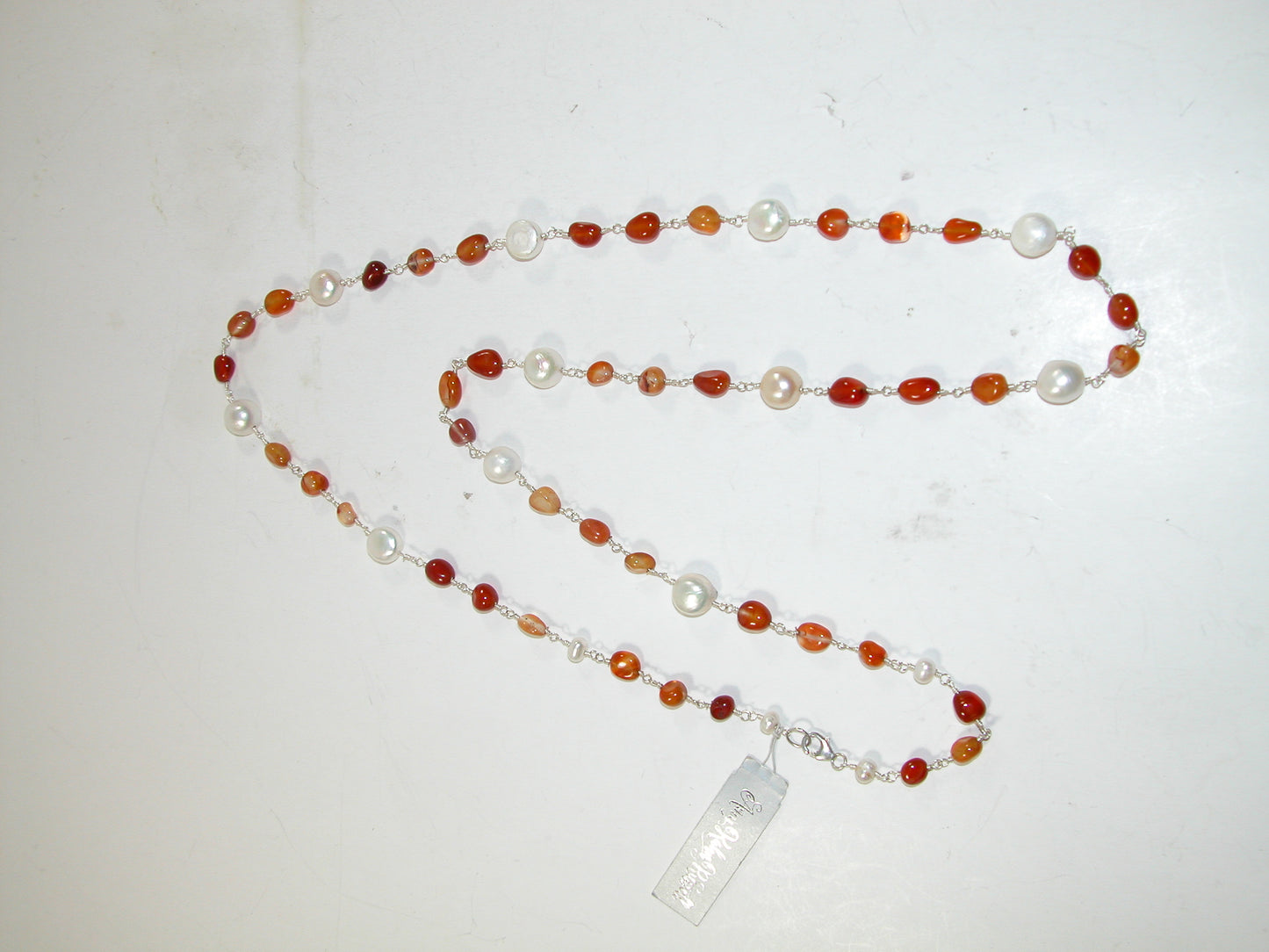 N3010C Pearl Carnelian Necklace