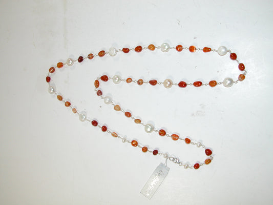 N3010C Pearl Carnelian Necklace