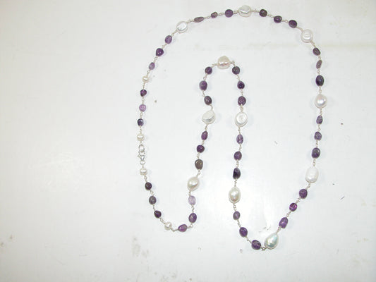 N3010A Pearl Amethyst Necklace