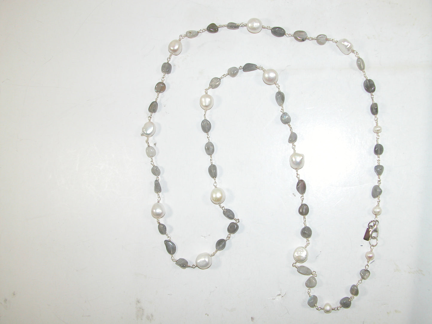 N3010B Pearl Labradorite Necklace