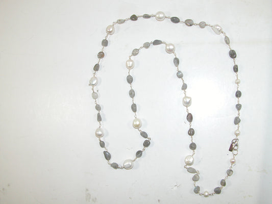 N3010B Pearl Labradorite Necklace