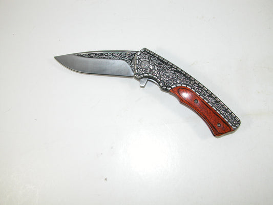 Folding Knife Engraved Flowers GF3091