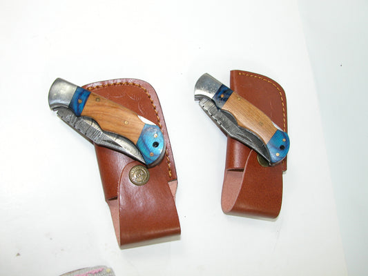 Blue and Wood Folding Knife GF3117