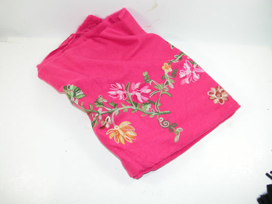Pink Embroidered Wool Pashmina GF3165