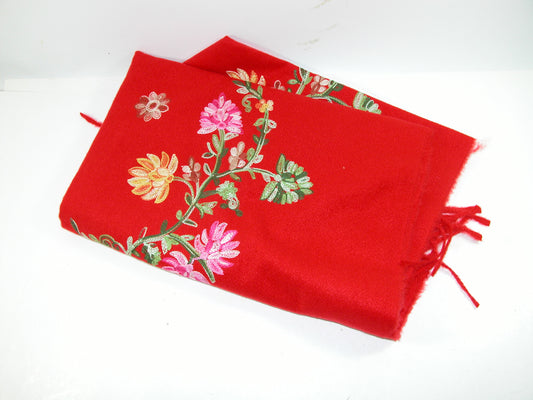 Red Embroidered Wool Pashmina GF3167