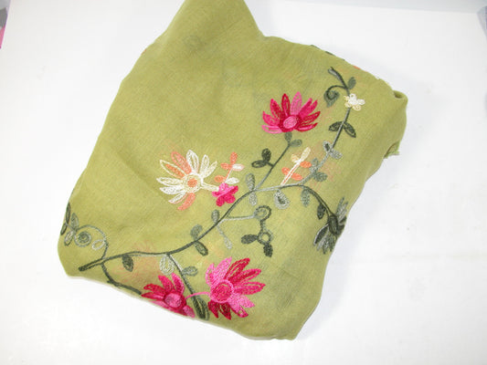 Green Embroidered Shawl Scarf GF3276