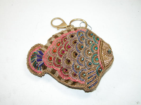 Embroidered Fish Coin Purse Beaded GF3279