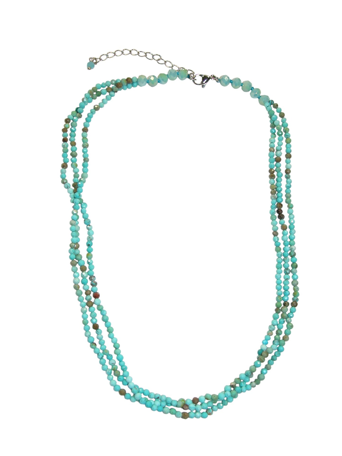 N5475 Turquoise Faceted 3 Strand Short Necklace