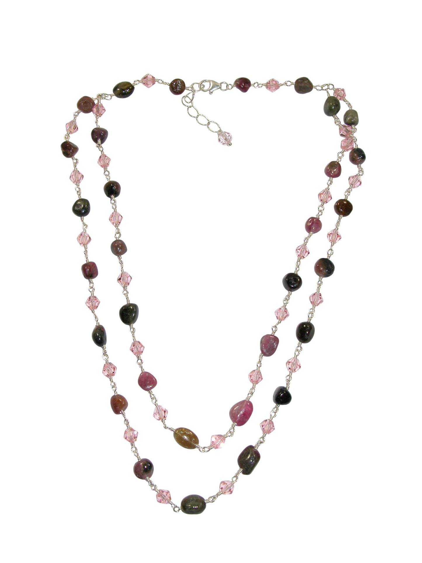N5472 Tourmaline Pink Crystal Necklace