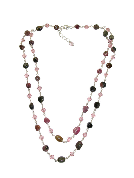 N5472 Tourmaline Pink Crystal Necklace