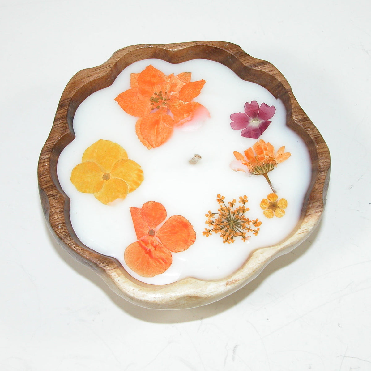 Wooden Bowl Flower Candle GF5632 100% Soy Wax