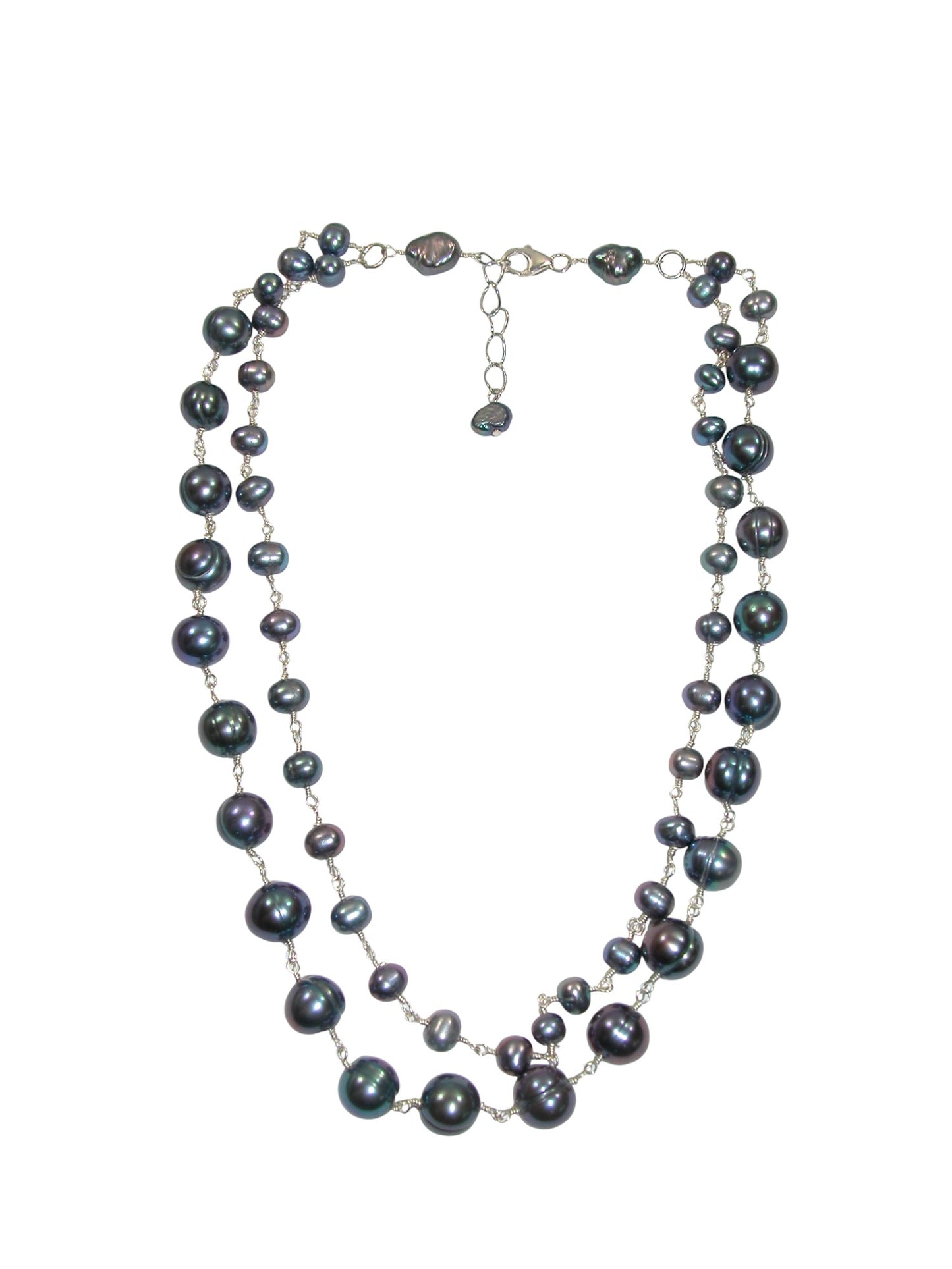 N5100 Jointed Peacock Freshwater Pearl 2 Strand Necklace