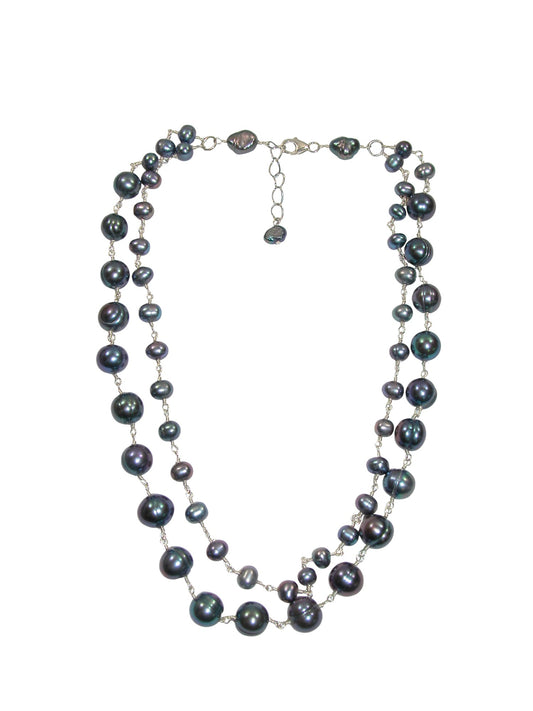 N5100 Jointed Peacock Freshwater Pearl 2 Strand Necklace
