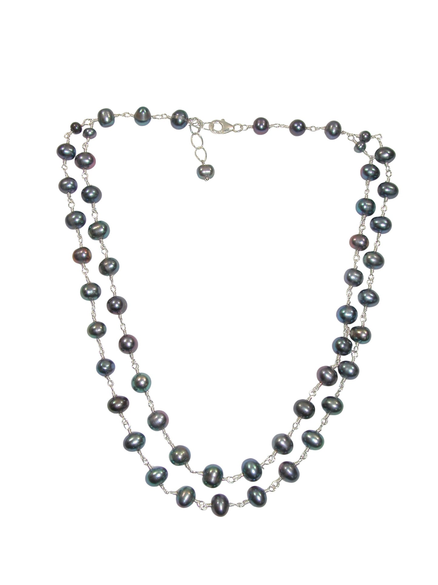 N5479 Jointed Peacock Freshwater Pearl 2 Strand Necklace
