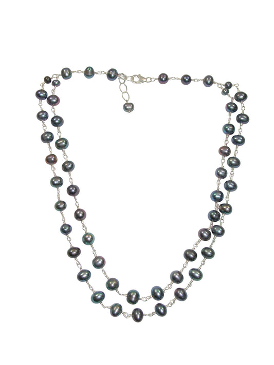 N5479 Jointed Peacock Freshwater Pearl 2 Strand Necklace