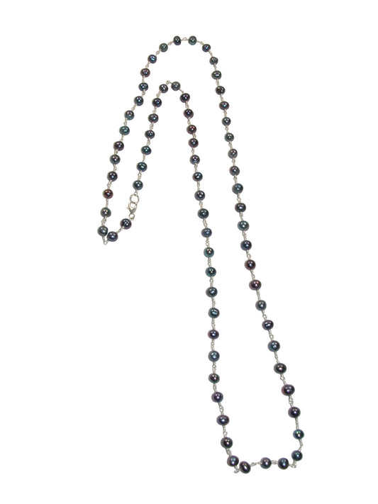 N5478 Peacock Freshwater Pearl Long Jointed Necklace