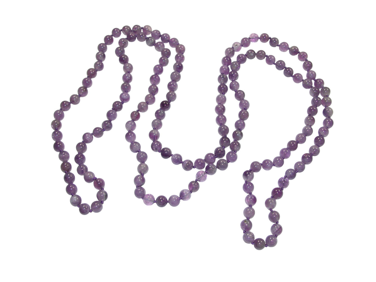 N118 Amethyst 60 Inch Knotted Necklace