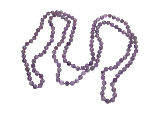 N118 Amethyst 60 Inch Knotted Necklace