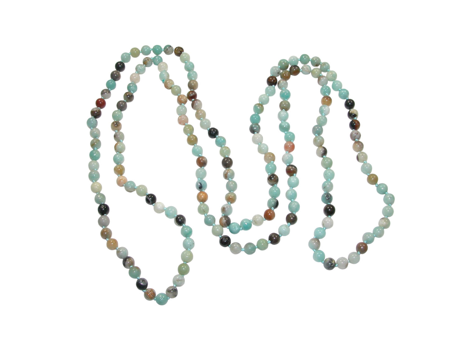 N117 Amazonite 60 Inch Knotted Necklace
