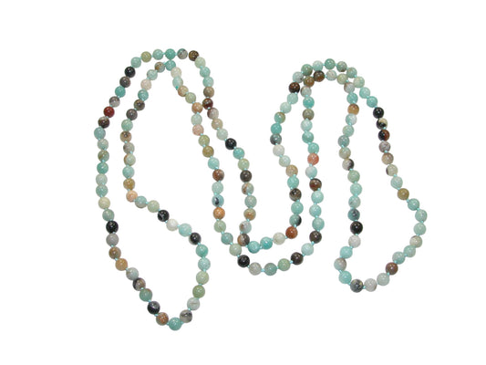 N117 Amazonite 60 Inch Knotted Necklace