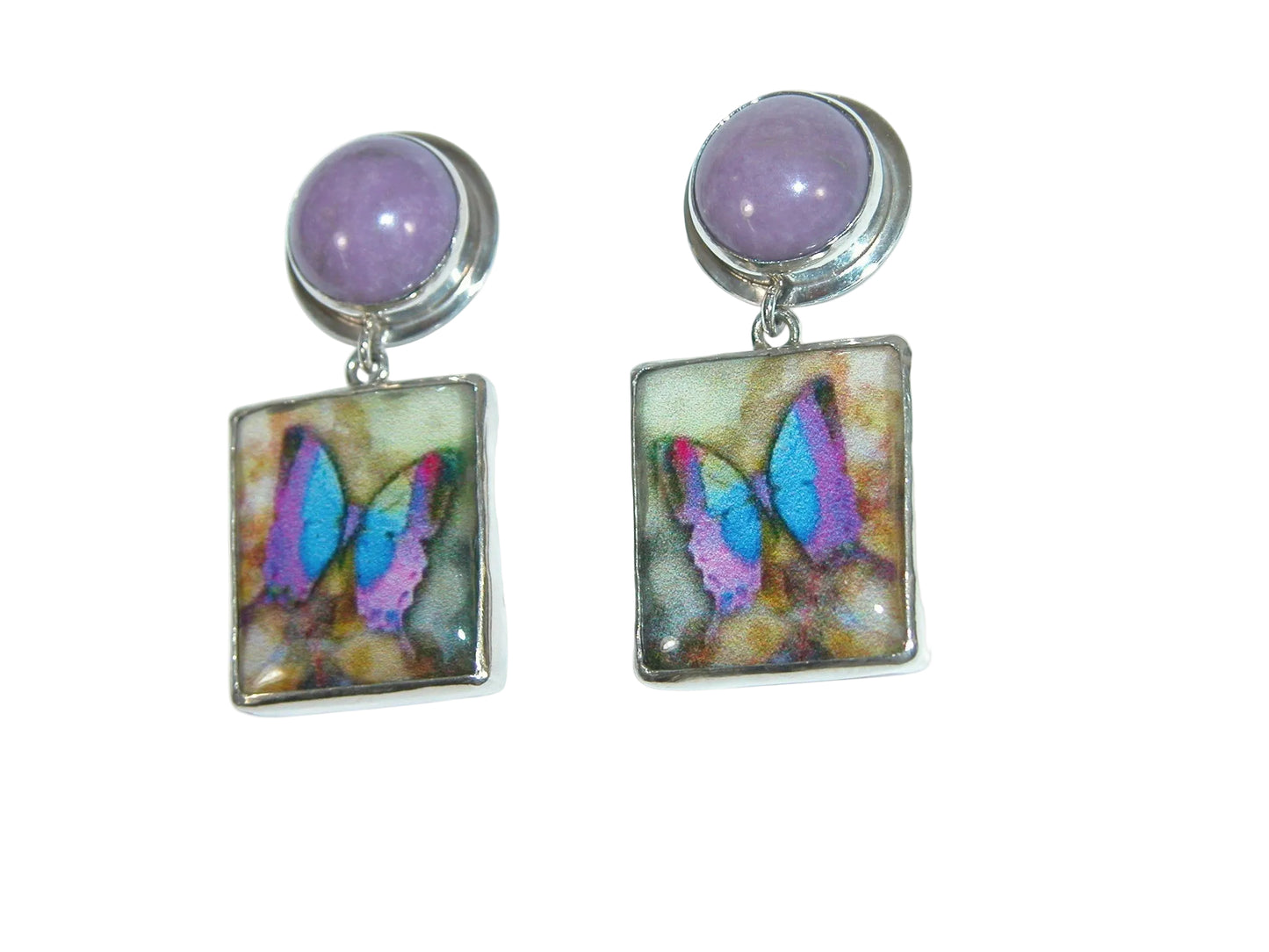 39614 Phosphosiderite, Handmade Butterfly Tile and Sterling Silver