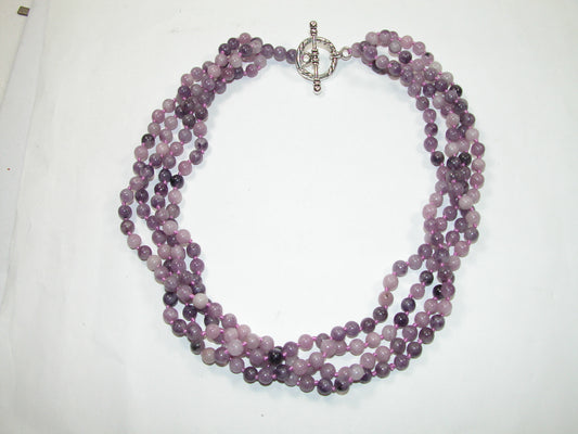 N5484 Purple Jade 4 Strand Short Necklace