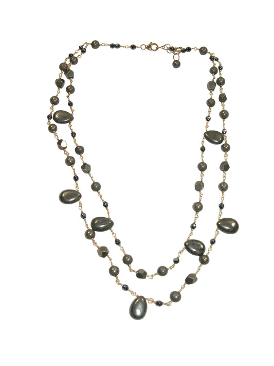 N5140 Pyrite 2 Strand Short Necklace
